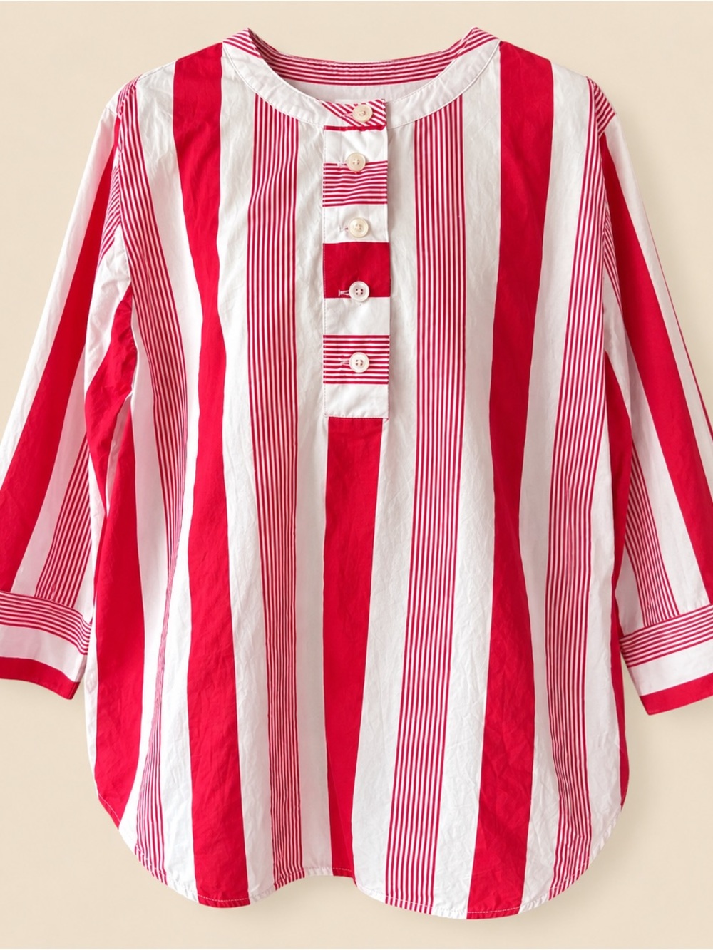 J Crew Red Stripe Cotton Poplin Popover XL